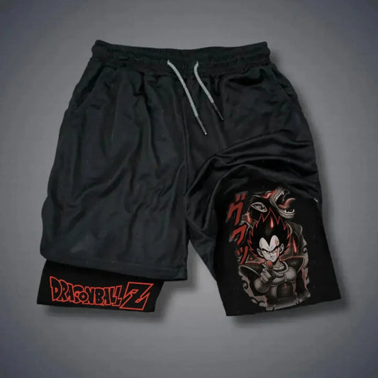 Dragon Ball Z Unisex 2-in-1 Quick Drying Shorts with Drawstring Casual Anime Streetwear for Summer Gymnastics Gym
