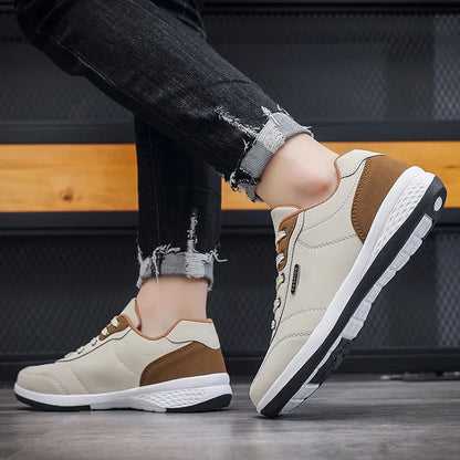 YRZL Herrenschuhe Frühling Herbst Wasserdichte Walking-Sneaker Freizeit-Ledersportschuhe für Herren Rutschfestes Schuhwerk Tennis für Herren