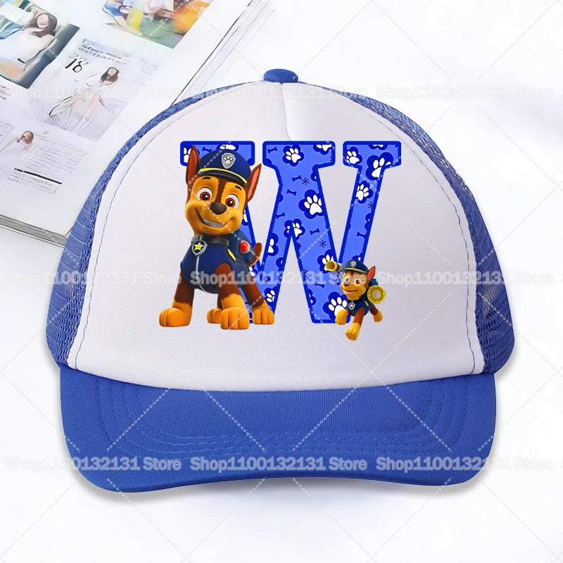 Casquettes de baseball en maille PAW Patrol : Chase, personnage de dessin animé, lettres, pour adultes et enfants, casquettes de sport, anime, été, protection solaire, visière, cadeau pour garçon et fille
