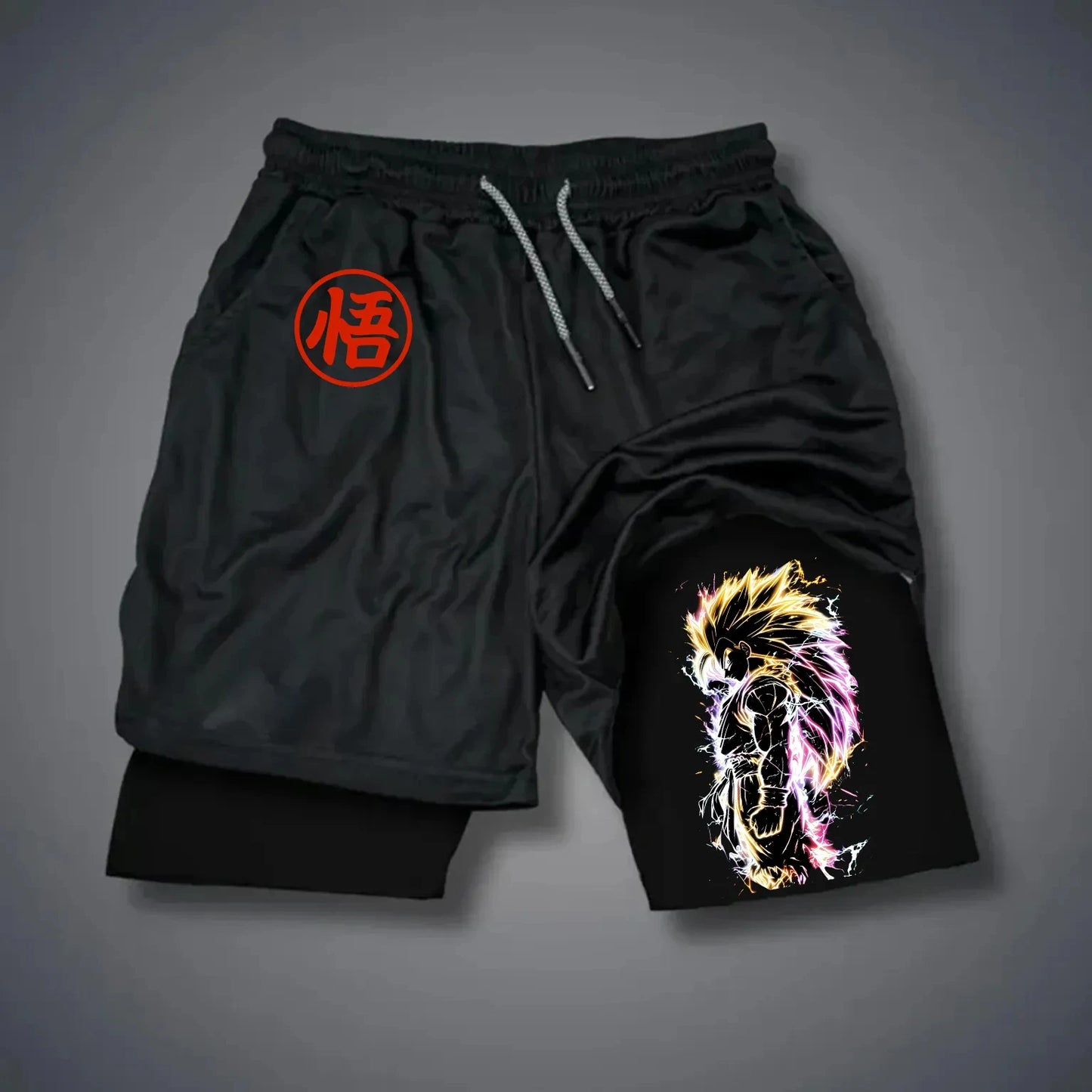 Dragon Ball GOKU Anime Peripheral Printing Double-layer Shorts 2025 American Sports Summer Men's Loose Breathable Pants