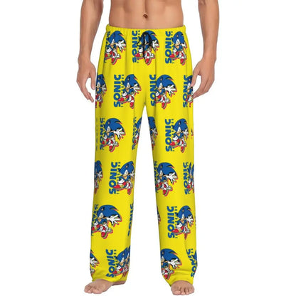 Custom Print Men's Soniced Pajama Pants Hedgehog Game Sleepwear Sleep Lounge Bottoms with Pockets