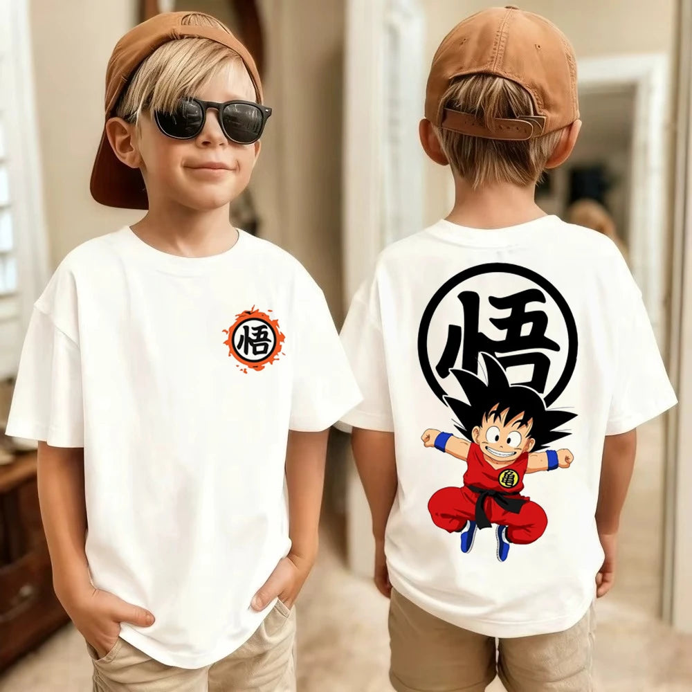 Anime Dragon Ball Cosplay T-Shirt Cotton Short Sleeve Tops Casual Loose Retro T-Shirt Men Women Family Matching Summer Outfits