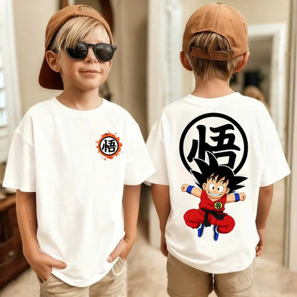 Anime Dragon Ball Cosplay T-Shirt Cotton Short Sleeve Tops Casual Loose Retro T-Shirt Men Women Family Matching Summer Outfits