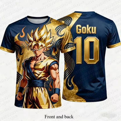 Dragon Ball Son Goku Cartoon Jersey Personality 2D Summer Quick Drying T-shirt Short Sleeve Top Animation Peripheral Wholesale