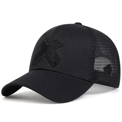 Unisex X Letter Embroidery Baseball Net Caps Spring and Summer Outdoor Adjustable Casual Hats Sunscreen Hat Sports Golf Cap