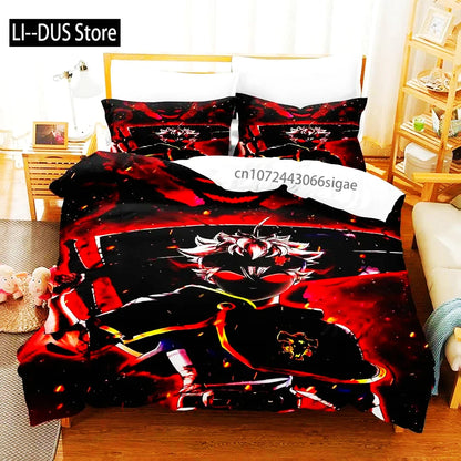 Black Clover Bettwäsche-Set Einzel Doppel Full Queen King Size Anime-Bettbezug-Set für Erwachsene und Jungen 2024 Deckenbezug Kissenbezug