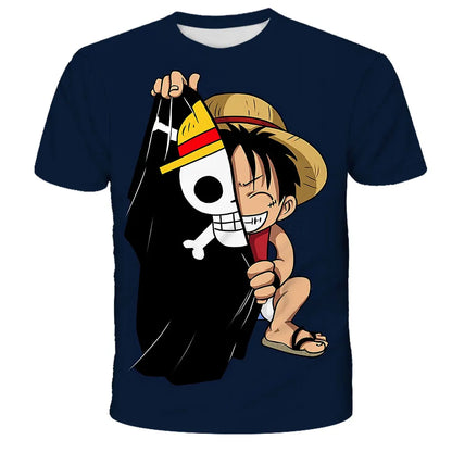 Fashion Kid Anime One Piece Luffy T Shirt Boy Clothing Kids Boys Tshirt Children T-shirt Summer Short Sleeve Tops Tees