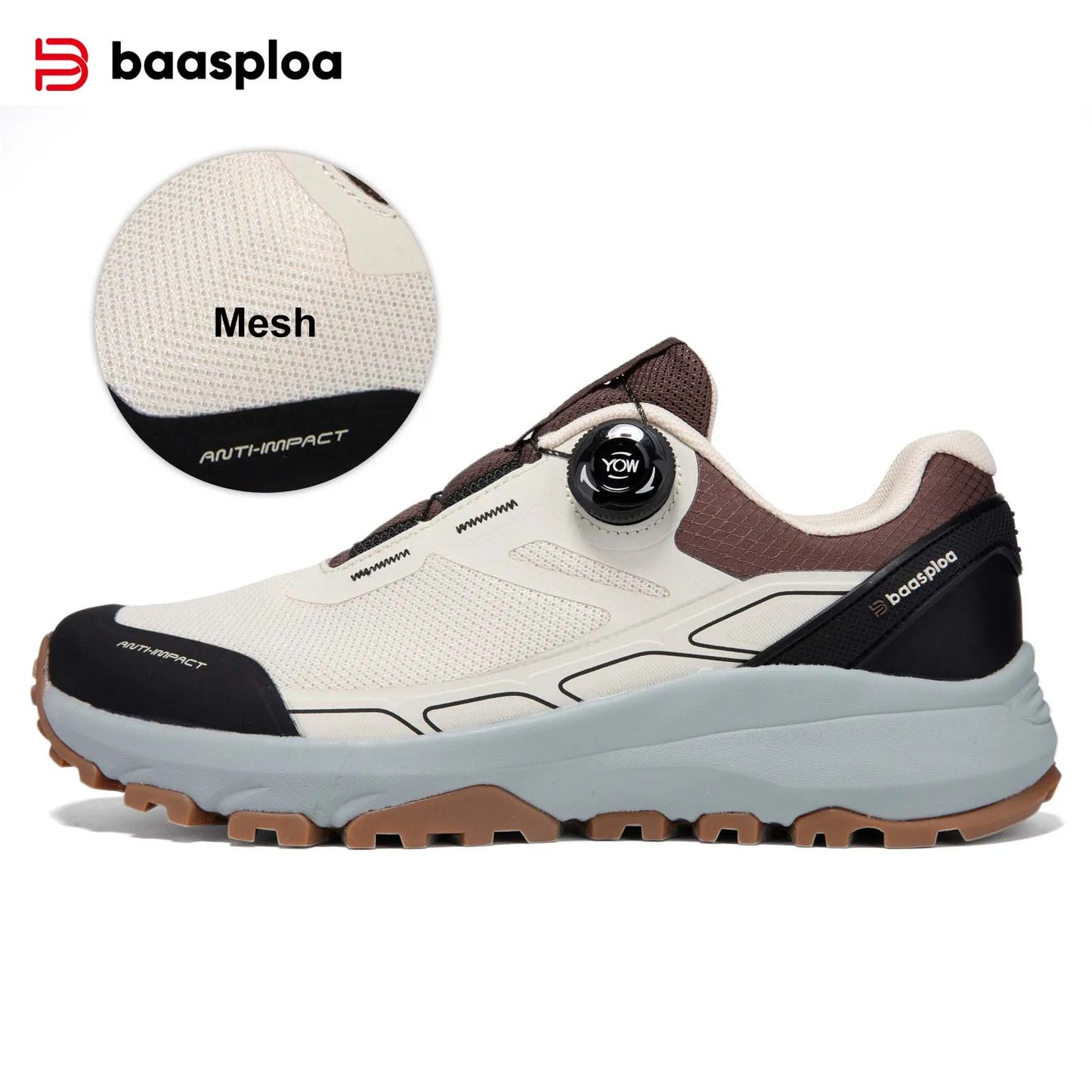 Sapatos de Caminhada Baasploa para Homem, Outdoor e Escalada, em Malha Respirável, para Viagem e Caminhada, Antiderrapantes, Resistentes ao Desgaste, Confortáveis, Tipo Sneaker