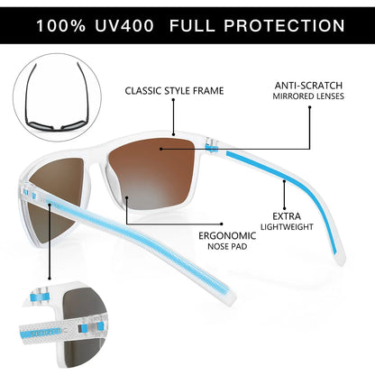 ZENOTTIC Polarized Sunglasses for Men Shades Lightweight TR90 Frame UV400 Protection Square Outdoor Trave Driving Sun Glasses