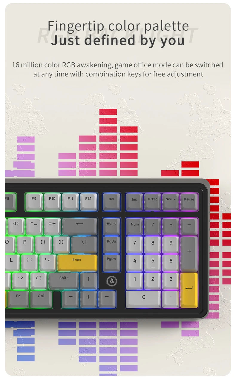 AJAZZ AK980 Wired Mechanical Keyboard Hot Swap Gasket RGB Low Noise Ergonomics Office Gaming Keyboard Customized PC Accessories