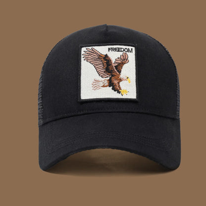 Unisex Trucker Cap with Eagle Embroidery & Applique - Suitable for Daily Casual Wear, Sports and Sun Protection