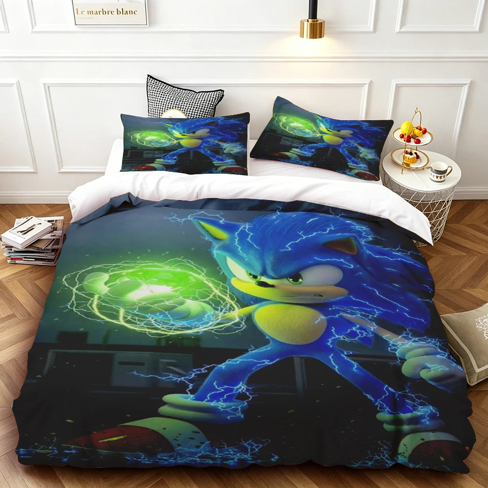 Sonic Duvet Cover for Kids Cool Bedding Set, Duvet Cover for Bedroom Decor Soft and ComfortableTwin, Double, Queen, and King