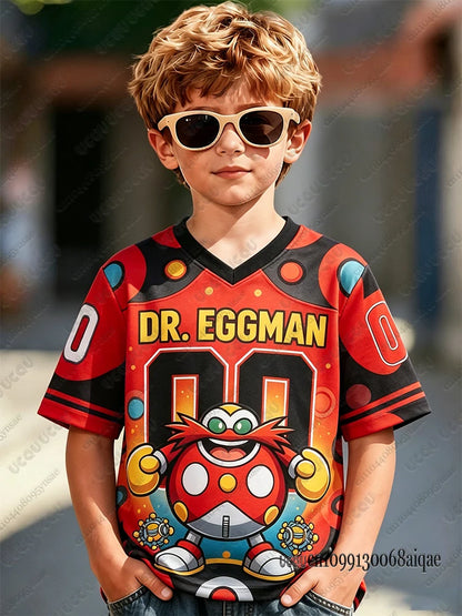 Summer Cartoon Sonic Print T-shirt For Adult/Kids Casual Football Jerseys Cute Short Sleeve Tees Boys Girls Cosplay Clothing