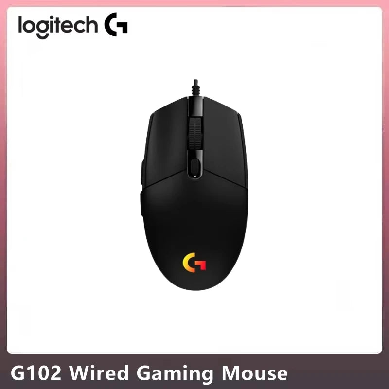 Logitech G102 G203 laidinė žaidimų pelė, 2.1 metro ilgio laidas, 8000 DPI, RGB efektai, skirta PC, nešiojamajam kompiuteriui, biurui ir gamer’iams, lanksti