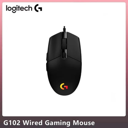 Logitech G102 G203 laidinė žaidimų pelė, 2.1 metro ilgio laidas, 8000 DPI, RGB efektai, skirta PC, nešiojamajam kompiuteriui, biurui ir gamer’iams, lanksti