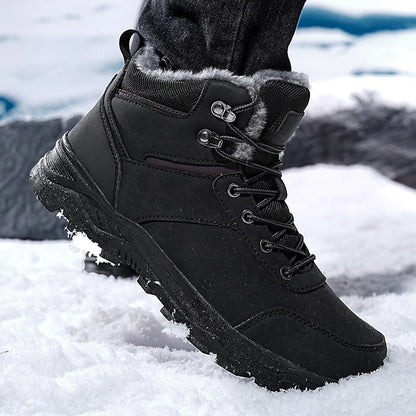 Bottes de neige pour hommes, nouvelle collection hiver 2026, bottes montantes à semelle épaisse, antidérapantes, pour activités de plein air, chaussures de randonnée confortables, chaudes, en peluche, bottines à la chev