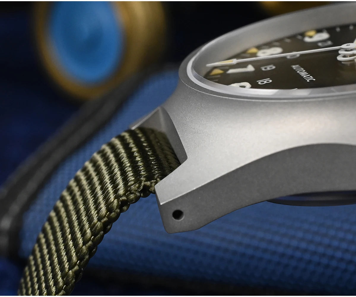 San Martin Pilot Watch 38mm NH35 Retro Military Automatic Mechanical Wristwatch Bead Blasted Case Waterproof 100m SN0137