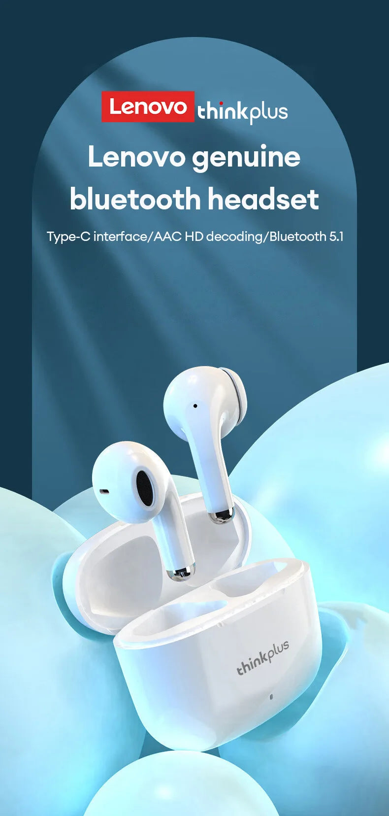 Lenovo LP40 Pro Wireless Bluetooth 5.0 Earbuds – HiFi Stereo Sound, Low Latency Gaming TWS Earphones with HD Call Mic & Charging Case
