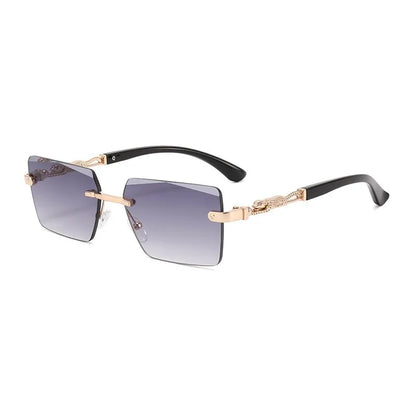 Occhiali da sole rettangolari senza montatura alla moda per donna e uomo, occhiali da sole di lusso, occhiali da sole quadrati per donna e uomo, occhiali da spiaggia e da viaggio