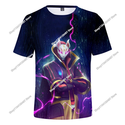T-shirt de Verão para Criança Battle Royale Fortnite Hero Victory 3D — T-shirt para Rapazes, Raparigas e Bebés