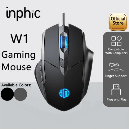 Inphic W1 Wired Mouse Esports Gaming Mouse Macro Programming Definition to Adjust DPI Silent Office Mouse
