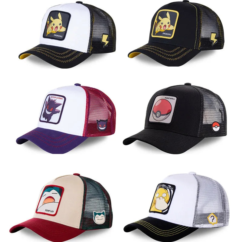 Casquette de baseball Pokémon Pikachu, Gengar, Psyduck et Snorlax – Figurine d’anime – Casquette de sport ajustable – Cadeaux créatifs