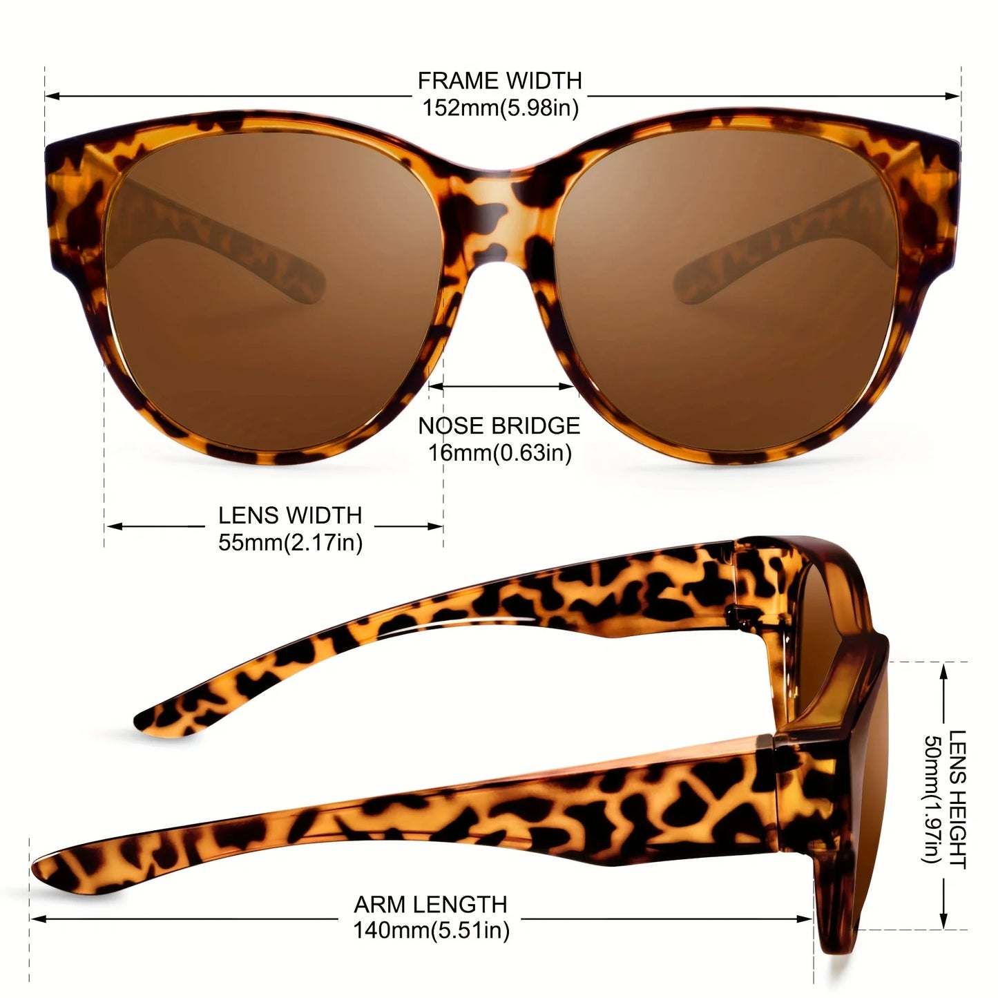 Polarized Sunglasses Fit Over Glasses, Sunglasses for Women to Go Over Glasses Lightweight-SG0179