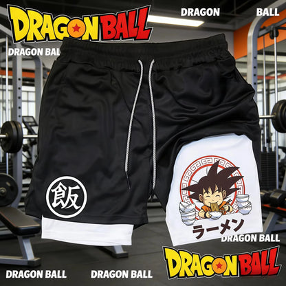 2026 Summer Dragon Ball Z Majin Buu 2-in-1 Double Layer Gym Shorts, Oversized Men's Fitness Retro Streetwear Unisex Athletic Y2k