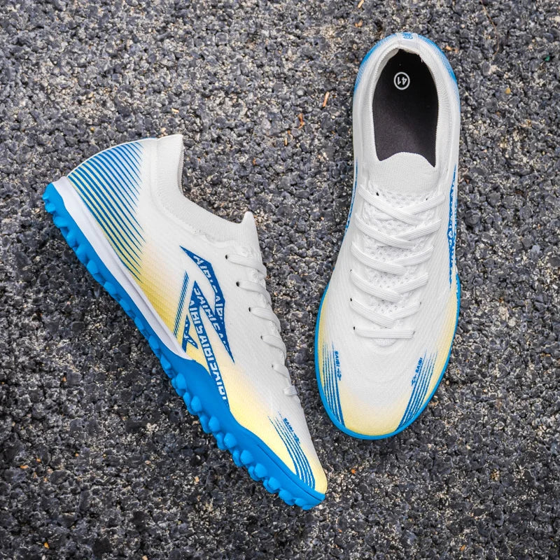 Chaussures de football TF pour adultes, semelle en caoutchouc résistante à l'usure pour terrain synthétique, chaussures de football légères en PU pour hommes, pour matchs sur gazon extérieur