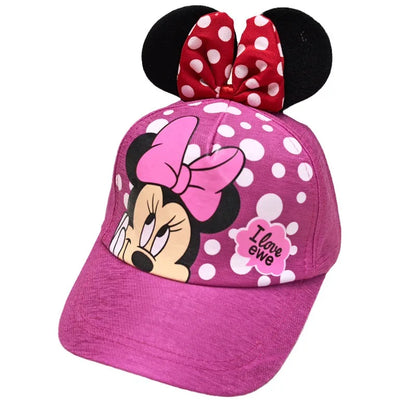 Casquette de baseball Disney Minnie Mickey Anime en coton et polyester, avec personnage de dessin animé, visière, pour déguisement, cadeau d'anniversaire pour enfants