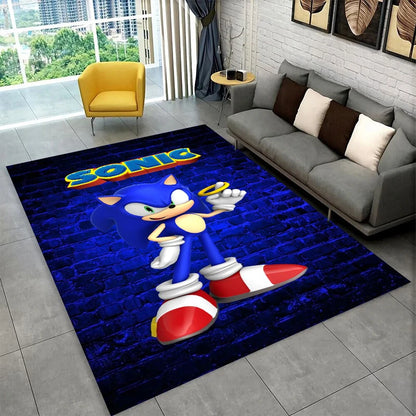 Classic Game S-Sonic Cartoon Non-Slip Area Rug for Living Room,Bedroom,Playroom,Soft Carpet Floor Mat Home Decor Rug Kids Room