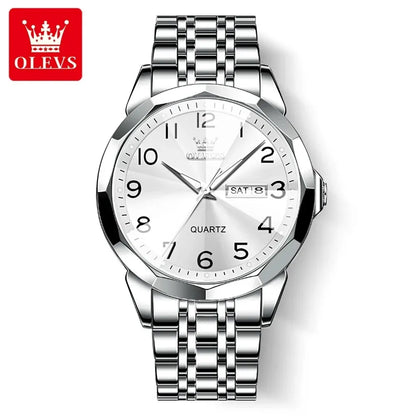 OLEVS 9970 herenhorloge – Elegant model met digitale wijzerplaat, datum- en dagweergave, waterdicht, lichtgevend, quartz – Origineel luxehorloge