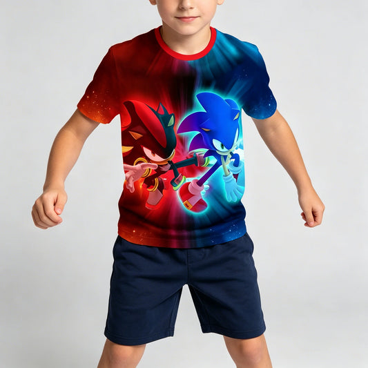 Men T Shirt Women Tee Boys Girls Top Adults Children Parent Child quick dry kid Tshirts Sonic Anime 3D Digital Printed Pattern