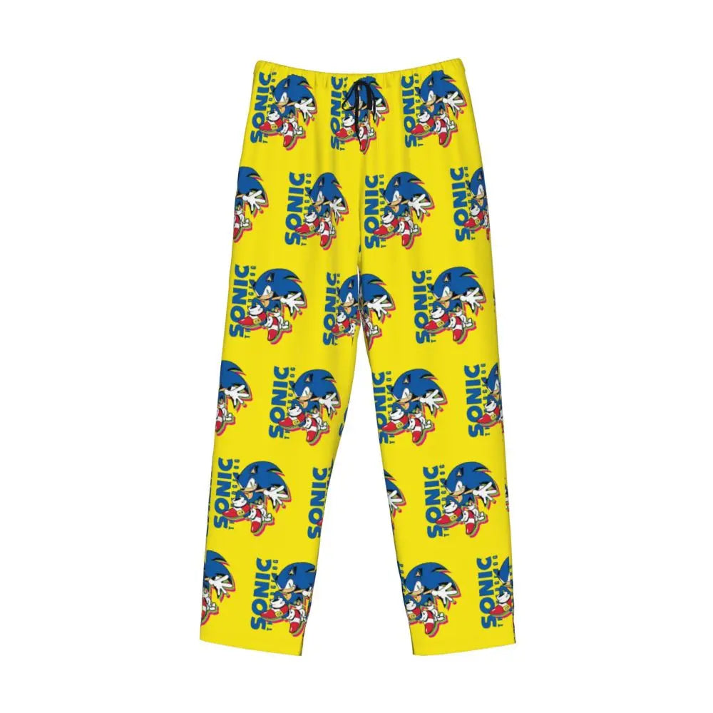 Custom Print Men's Soniced Pajama Pants Hedgehog Game Sleepwear Sleep Lounge Bottoms with Pockets