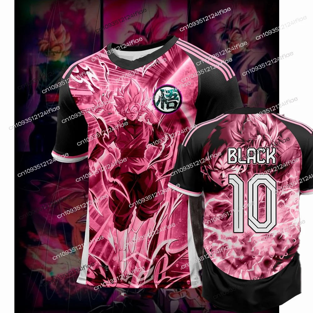 2026 New Football Jerseys Japanese Anime Bandai Dragon Ball Goku Saiyan Cotton T-shirt Sporty Street Loose for Men and Children