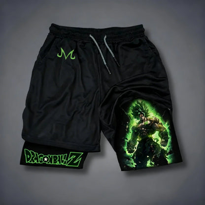 Dragon Ball Son Goku 2026 Men's Quick-Drying Double-Layer Gym Shorts Summer Fitness Sports Y2K Style Fake Two-Piece Pants