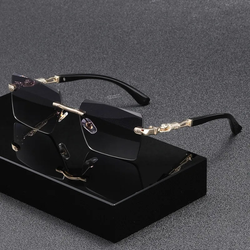Occhiali da sole rettangolari senza montatura alla moda per donna e uomo, occhiali da sole di lusso, occhiali da sole quadrati per donna e uomo, occhiali da spiaggia e da viaggio