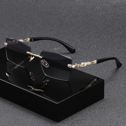 Occhiali da sole rettangolari senza montatura alla moda per donna e uomo, occhiali da sole di lusso, occhiali da sole quadrati per donna e uomo, occhiali da spiaggia e da viaggio