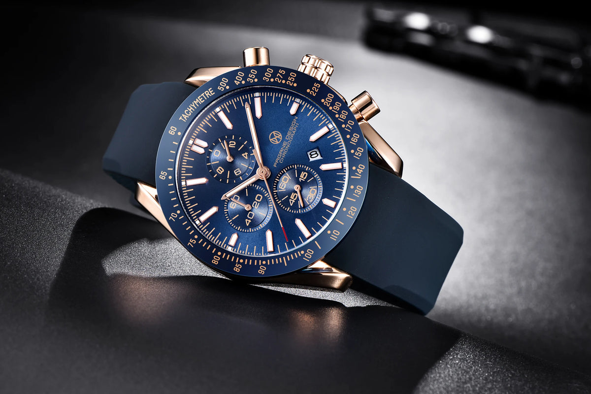 PAGANI DESIGN New 45mm Men Quartz Watch Rubber Belt Men's Luxury Watch Fashion Casual Sports Male Clock Relogio Maasculino