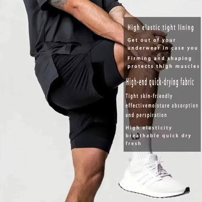 Dragon Ball Summer Men's Double Shorts Vegeta Japanese Anime Fake Two-piece 2-in-1 Fitness Sports Shorts Quick-Drying Y2K Pants