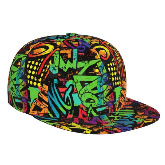 Colorful Graffiti Art Print Baseball Cap Adjustable Snapback Hat for Men Women Unisex Hip Hop Caps Flat Bill Brim Hats