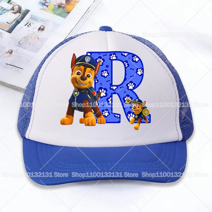 Casquettes de baseball en maille PAW Patrol : Chase, personnage de dessin animé, lettres, pour adultes et enfants, casquettes de sport, anime, été, protection solaire, visière, cadeau pour garçon et fille