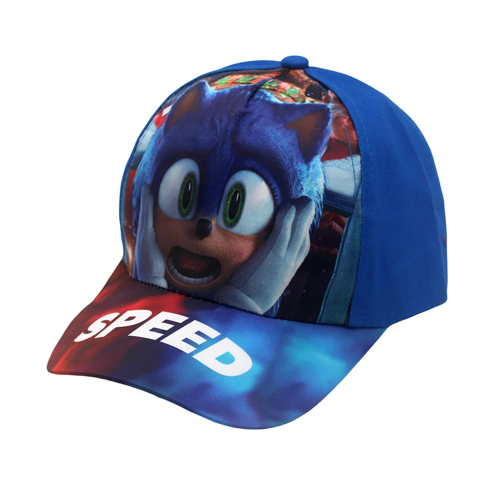 Najnowsza regulowana czapka baseballowa dla dzieci Sonic Print 48–54 cm z motywem anime Tails i Knuckles, czapka przeciwsłoneczna z motywem cienia, niebieski jeż, czapka dla niemowląt na świeżym powietrzu, prezent