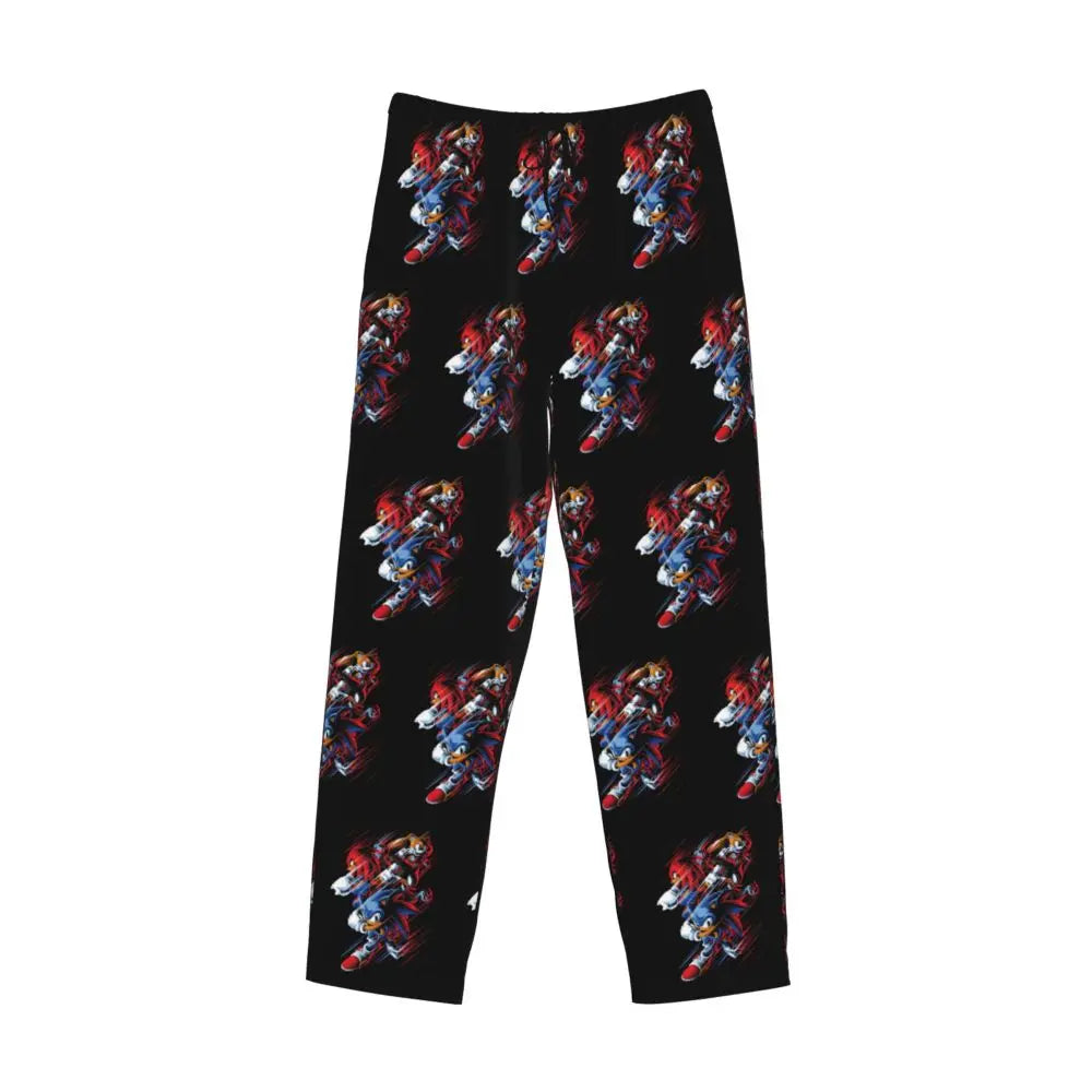 Custom Print Men's Soniced Pajama Pants Hedgehog Game Sleepwear Sleep Lounge Bottoms with Pockets