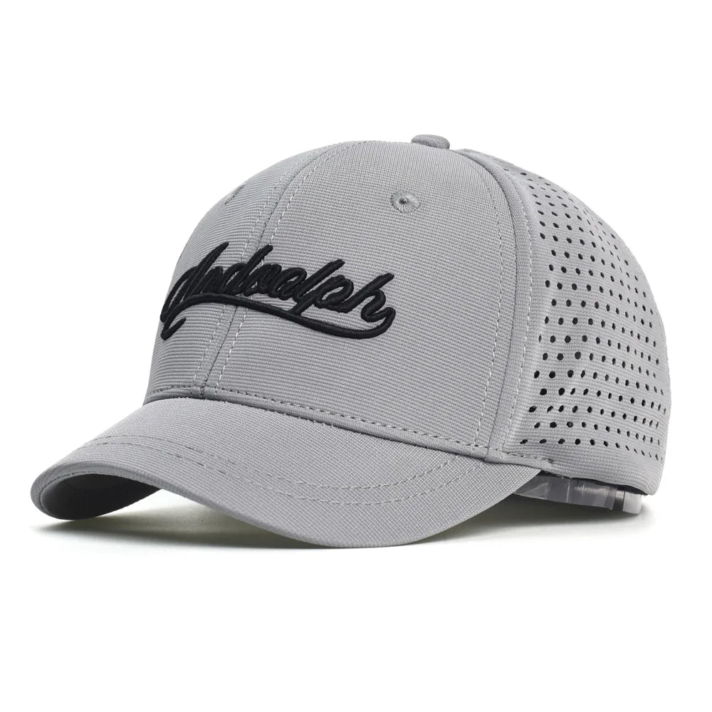 Boné de basebol em malha com pala curta e parte traseira fechada para homem e mulher, respirável, estilo snapback, boné dad hat ajustado e ajustável, cor lisa, estilo trucker