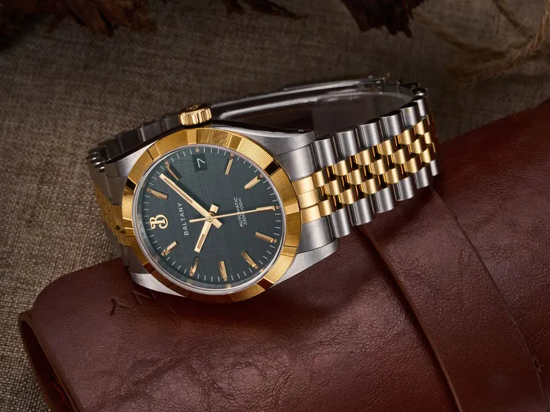 Baltany S4102 Business Men's Automatic Mechanical Wristwatch 36mm Linen Dial Engine Turned Bezel NH35 Luxury Dress Watch