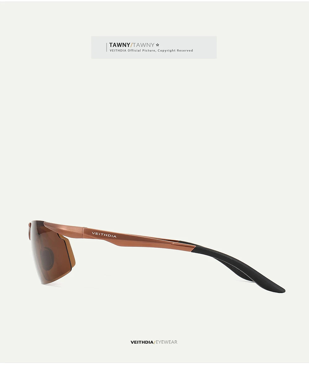 VEITHDIA Men's Sunglasse Outdoor Polarized UV400 Lens Rectangle Rimless Driving Fishing Sun Glasses Sports Eyewear For Male 6535