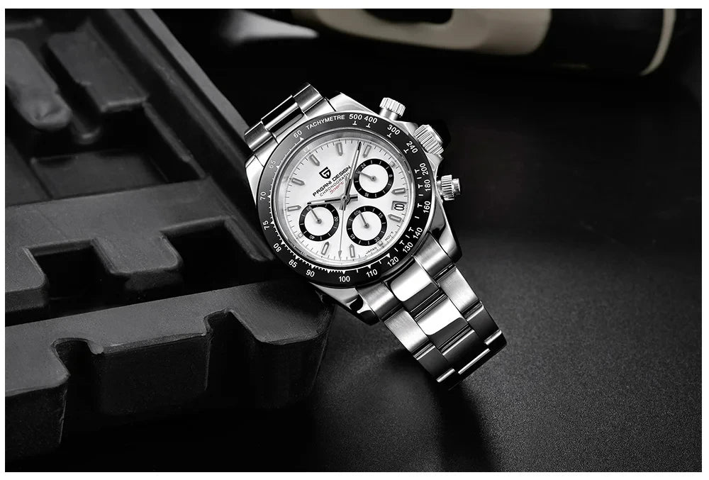 PAGANI DESIGN chronograafhorloge voor heren – Luxe quartz-polshorloge, verlicht en waterdicht.