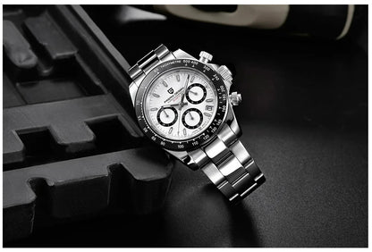 PAGANI DESIGN chronograafhorloge voor heren – Luxe quartz-polshorloge, verlicht en waterdicht.