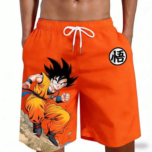 Hot Sale New Hot Sale Dragon Ball Goku Kanji Symbol Anime Print Shorts Casual Loose High-quality Trendy Graphic Summer Quick Dry
